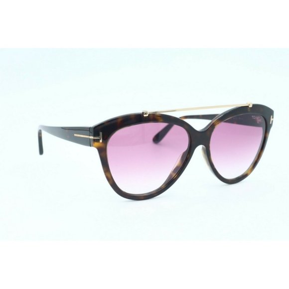 New Tom Ford Livia TF 518 52Z Cat Eye Tortoise Sunglasses Purple Gradient Lenses